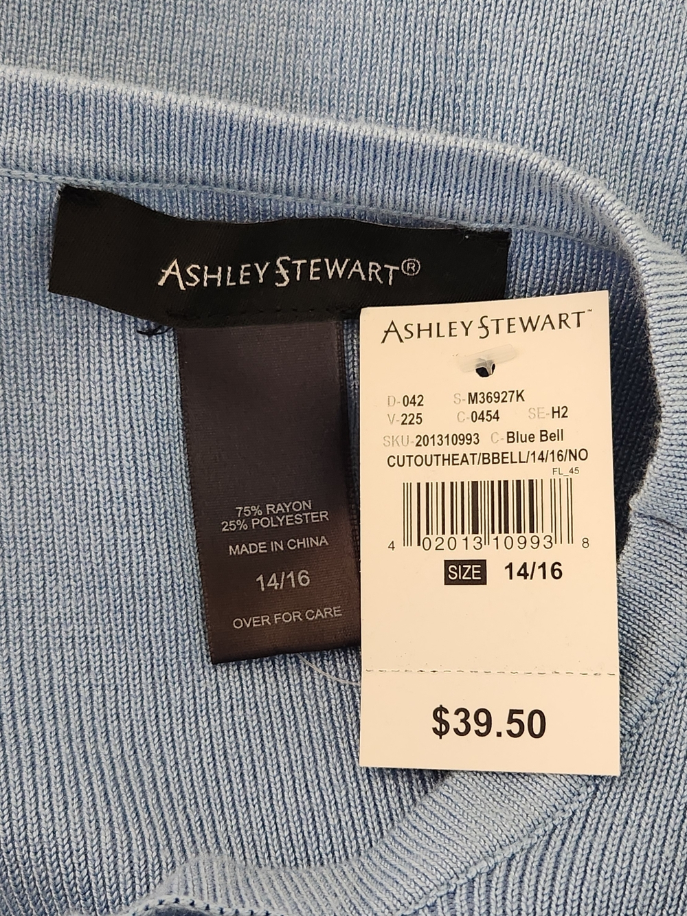 Ashley Stewart Light Blue Cut-Out Sweater Size 14/16 NWT - Picture 7 of 7